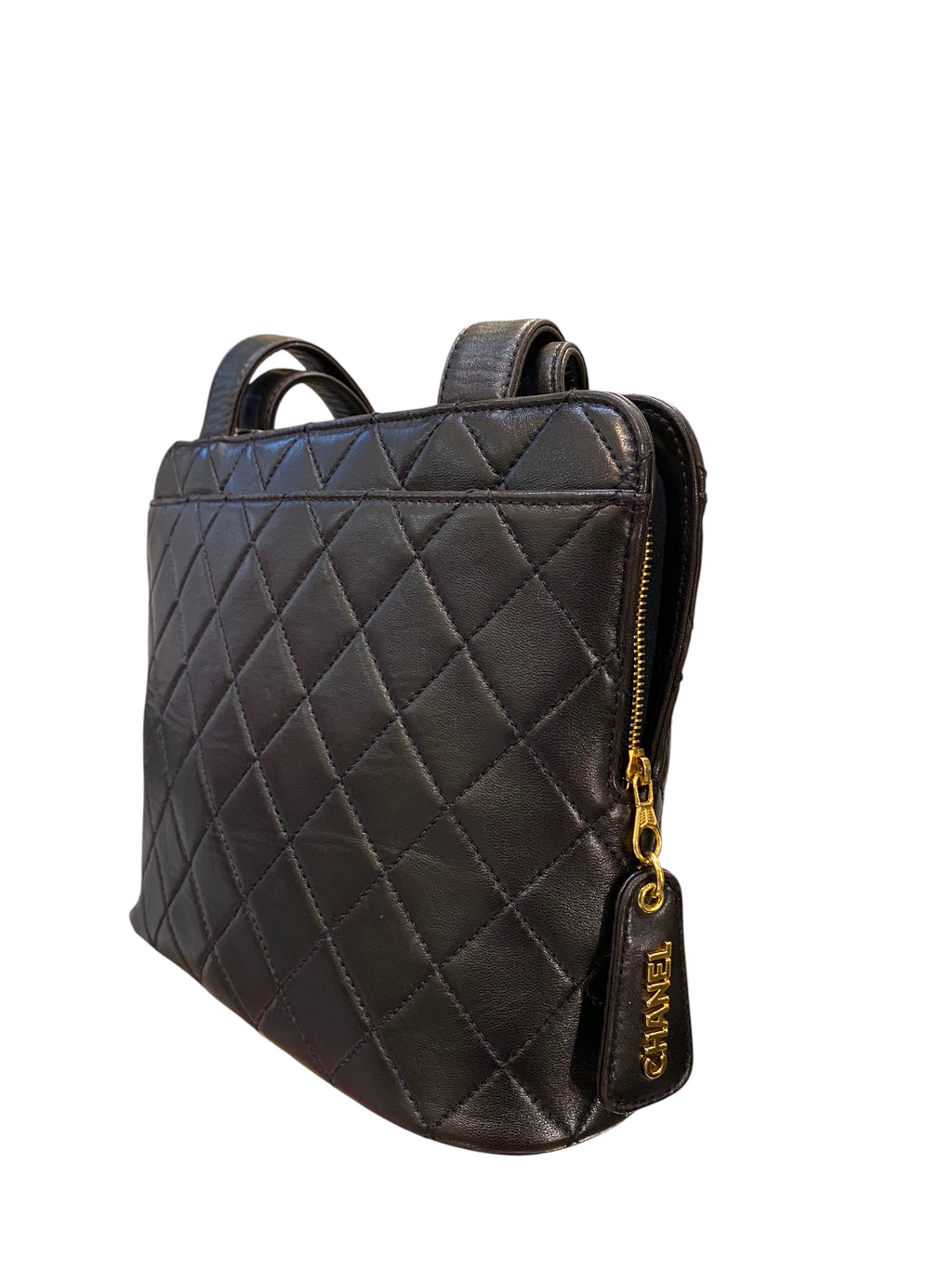 1996 Chanel handbag in quilted black leather