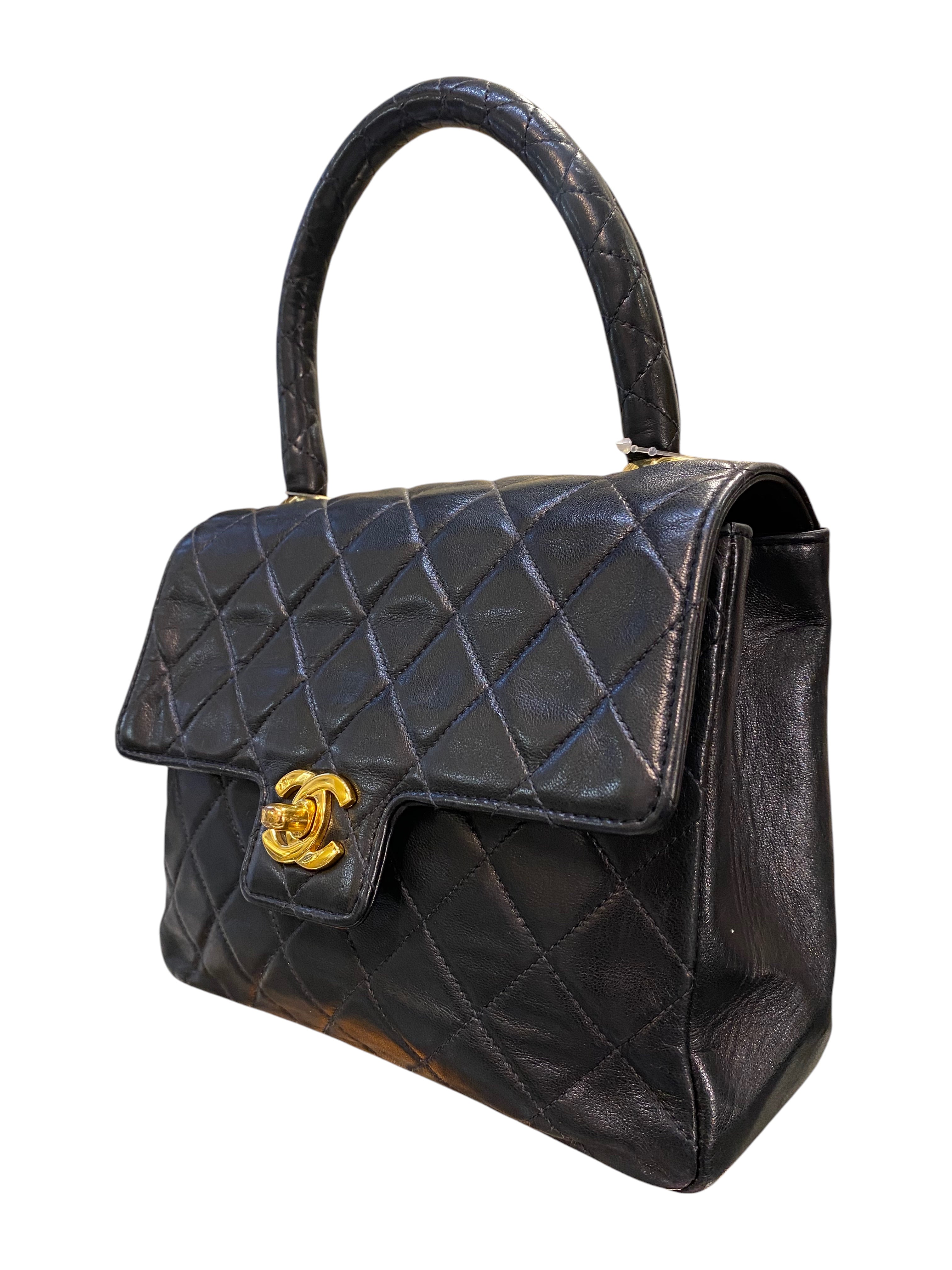 1991 Chanel Quilted Black Leather Handbag