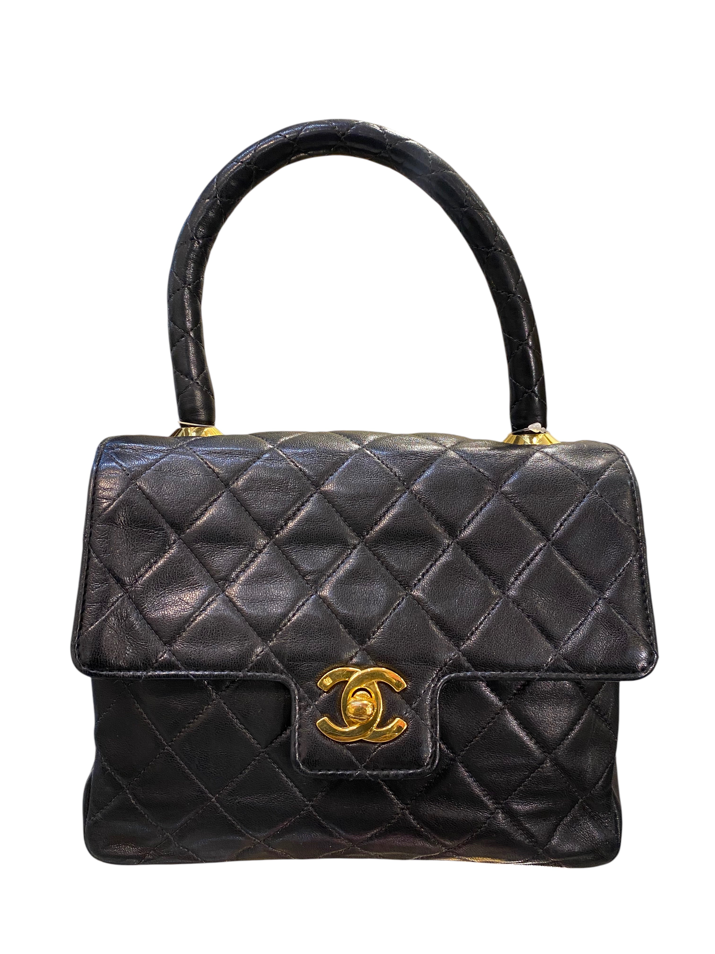 1991 Chanel Quilted Black Leather Handbag