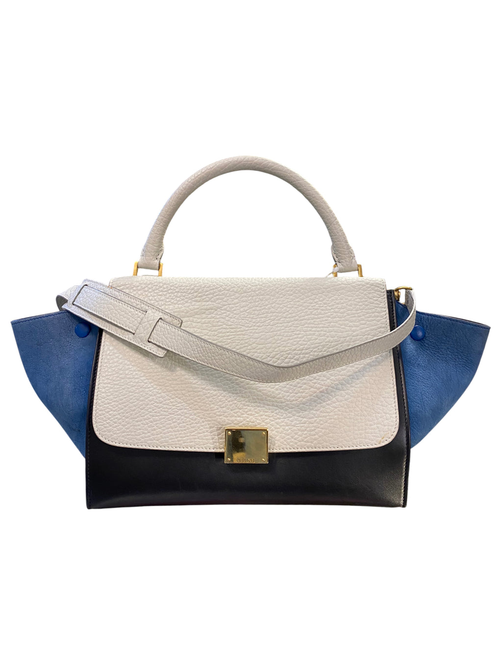 Céline Paris Trapèze Handbag in Grained Leather and Suede