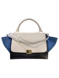Céline Paris Trapèze Handbag in Grained Leather and Suede