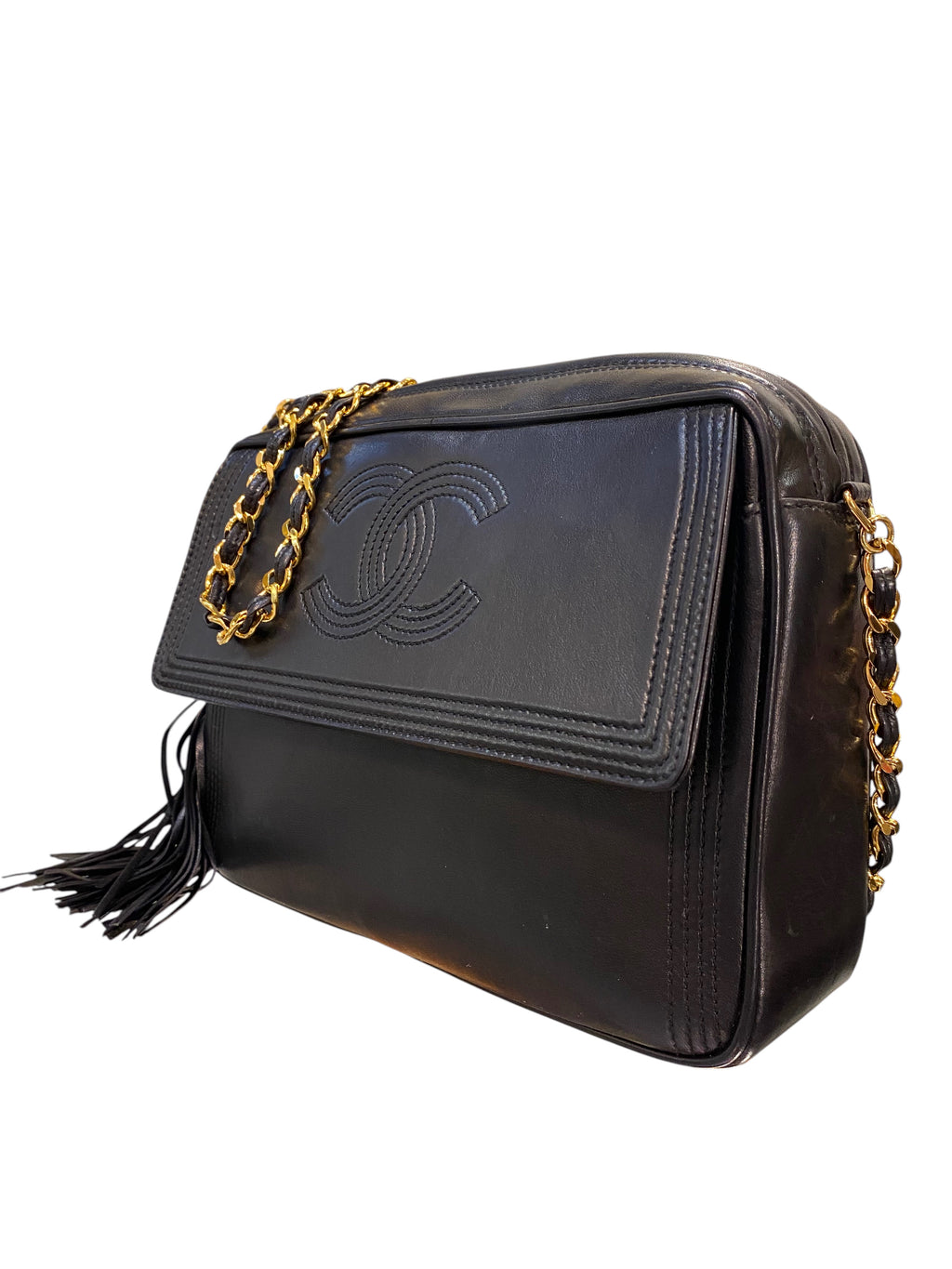 1994 Chanel black lambskin shoulder bag