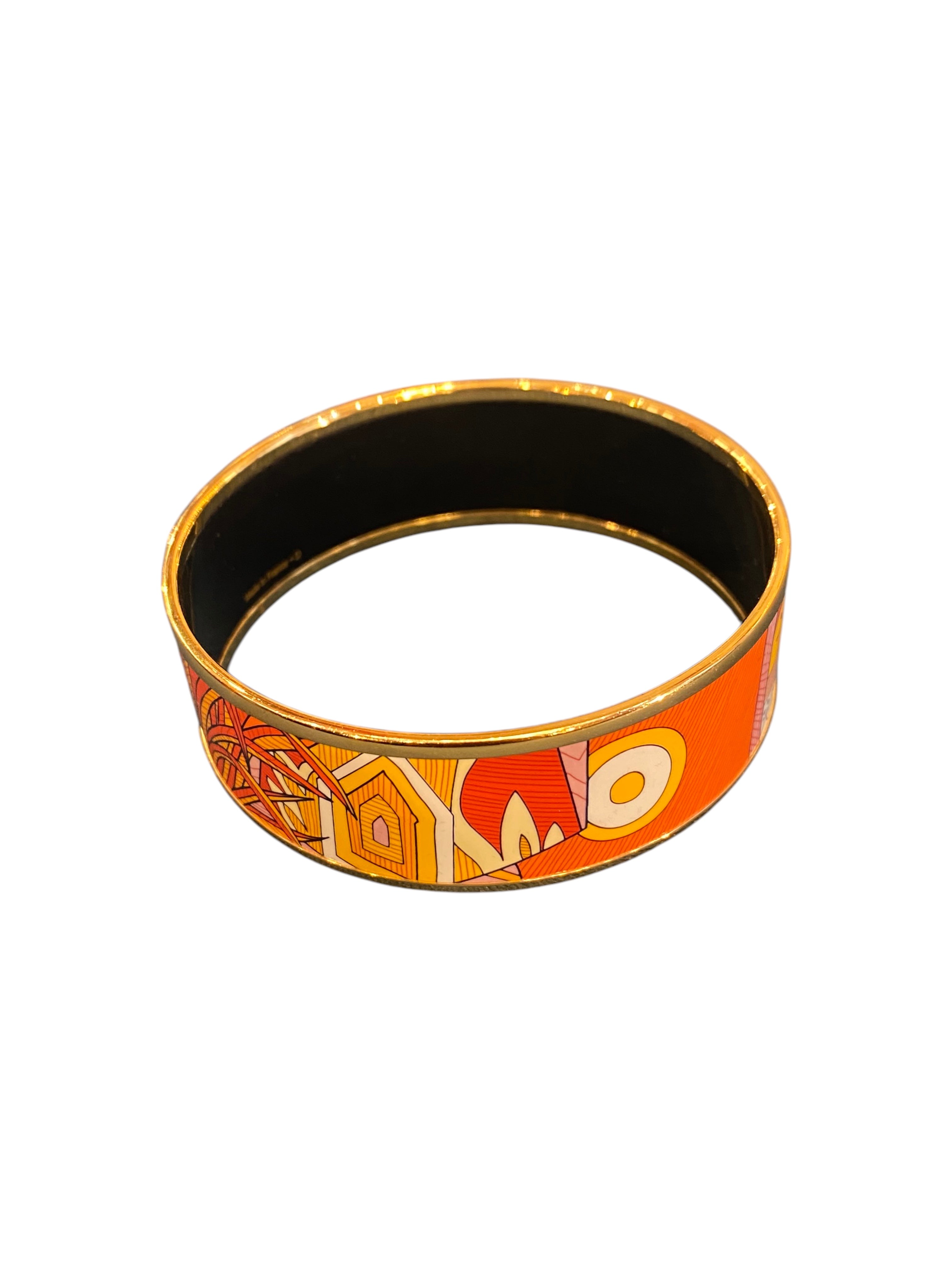 Hermes bracelet with orange pattern