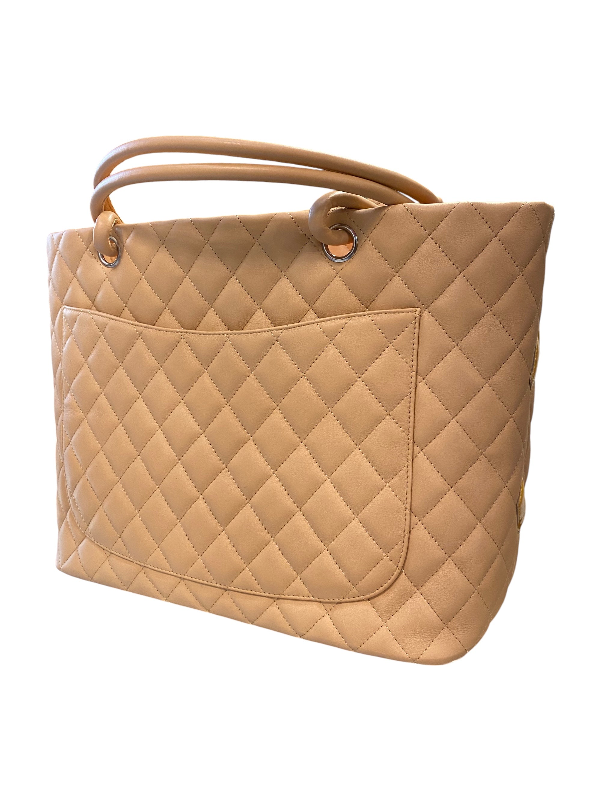 2005 Chanel Cambon Beige Lambskin Leather Quilted Double C Handbag