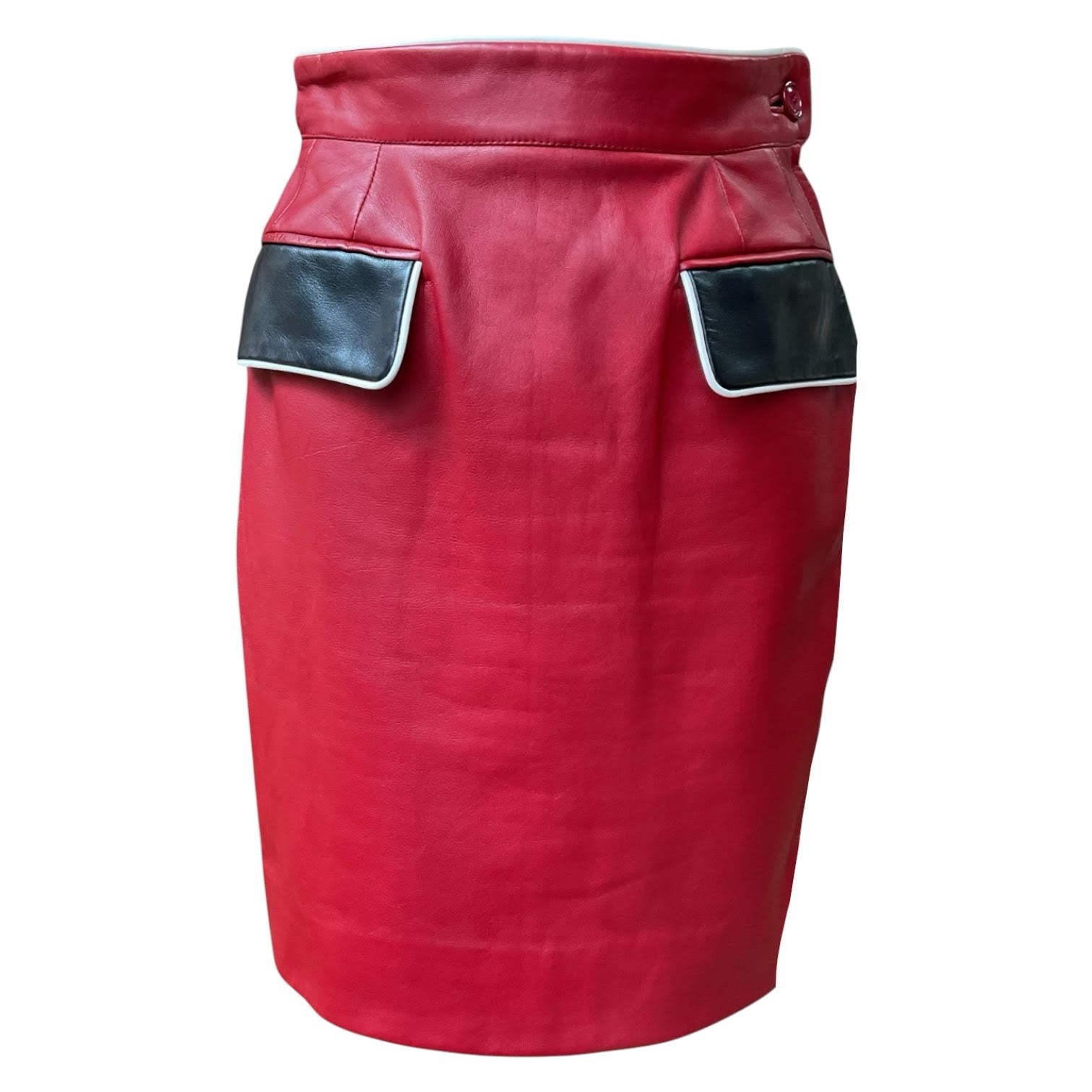 Dior Red Leather Skirt